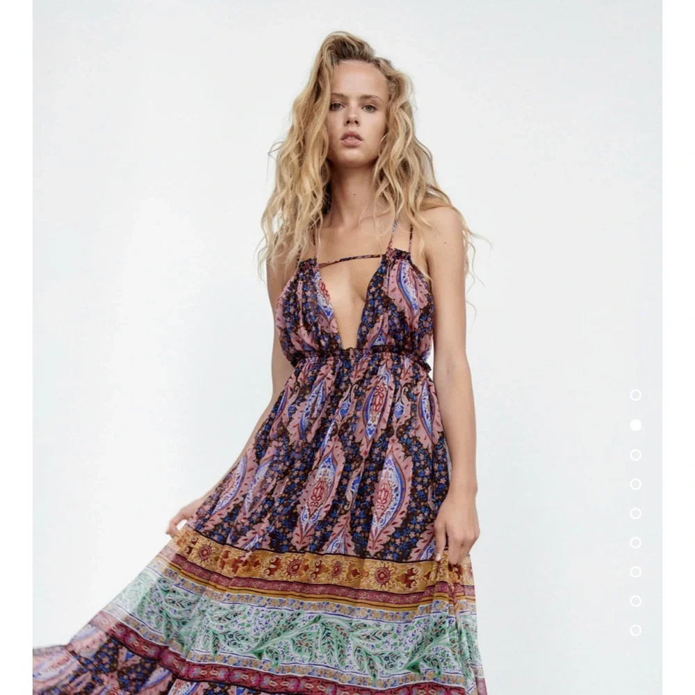 - ZARA LONG PRINT DRESS Multicolor - Picture 6 of 10